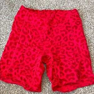 Vibrant Red Leopard Women's Bike Shorts